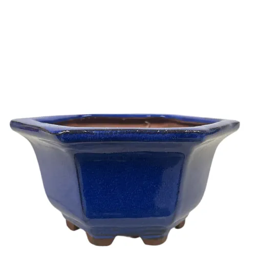 Bright Blue Hexagon Ceramic Pot 16cm