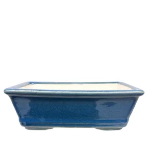 Fine Glazed Blue Rectangle Ceramic Pot 18cm