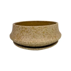 Riki Sand Honey Textured Round Pot & Tray