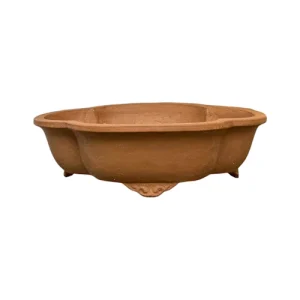 Unglazed Brown Flower Ceramic Bonsai Pot 32cm