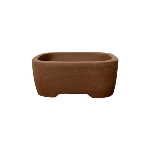 Unglazed Brown Rectangle Ceramic Bonsai Pot 16cm