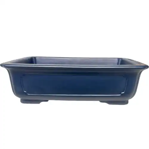Matt Blue Rectangle Fine Glazed Bonsai Pot 24cm