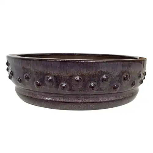 Purple Studded Round Fine Glazed Bonsai Pot 19cm