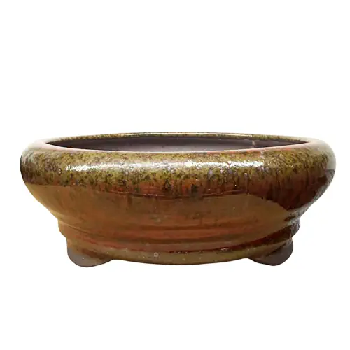 Red & Green Fine Glazed Bonsai Pot 16cm
