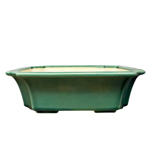 Green Rectangular Fine Glazed Bonsai Pot 23cm
