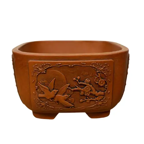 Morning Bird Patterned Square Pot 13cm