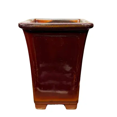 Dark Amber Square Fine Glazed Pot 11cm