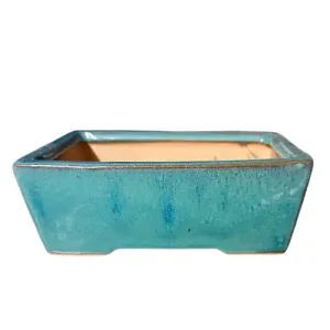 Turquoise Glazed Rectangle Ceramic Pot 16cm