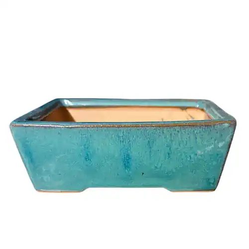 Turquoise Glazed Rectangle Ceramic Pot 16cm