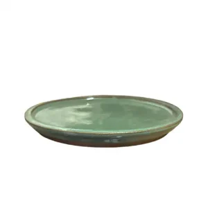 Turquoise Glazed Round Ceramic Bonsai Drip Tray 14cm